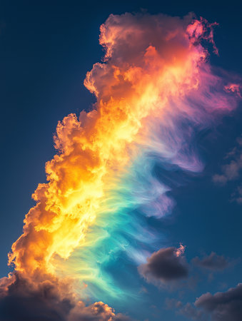 Colorful clouds in the blue sky. 3d render illustration.の素材