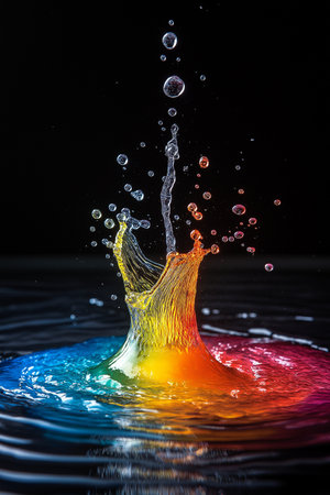 Water Splash. Splash effect after collision a falling drops with water Surfaceの素材