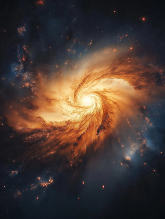 Galaxy in space and time, computer generated abstract background, 3D renderingの素材