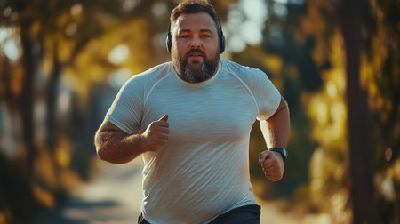 Sporty young man jogging in the park. Sport concept.の素材