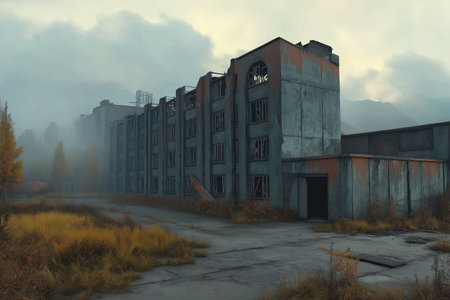 ruins of a very heavily polluted industrial factory, industrial series.の素材