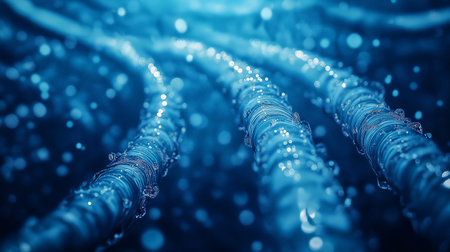 Abstract blue background with water drops. 3d rendering toned imageの素材