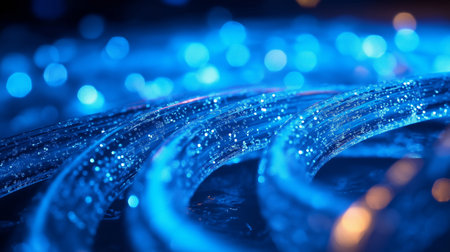 abstract blue bokeh background, close up of christmas lightsの素材