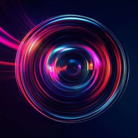 Abstract background. luminous swirling. Elegant glowing circle.  Sparking particle. Space tunnel. Glossy jellyfish. Colorful ellipse. Glint sphereの素材