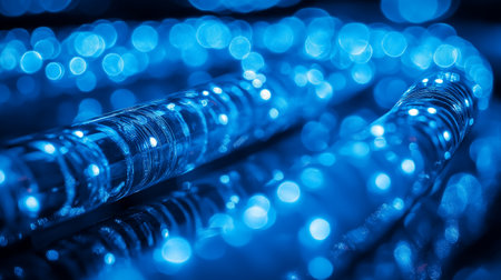 abstract blue bokeh background, close up of LED stripの素材