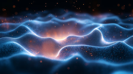 3d rendering of abstract digital particles. Network connection structure. Big data visualization.の素材