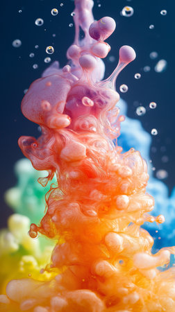 Colorful ink drops in water. Abstract background. 3d renderingの素材