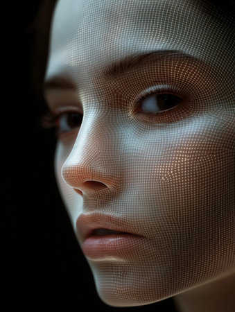 Portrait of a beautiful girl in a white mask. 3d renderingの素材