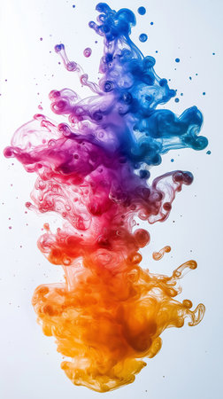 Colorful ink in water isolated on white background. Abstract background.の素材