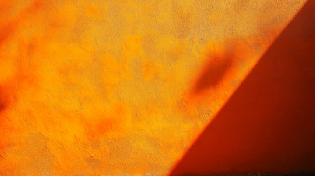 Orange wall with shadow and sunlight. Abstract background and texture for design.の素材