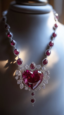 necklace with a heart on a mannequin in a shop windowの素材