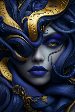 Beautiful woman with fantasy make-up. 3D illustration.の素材