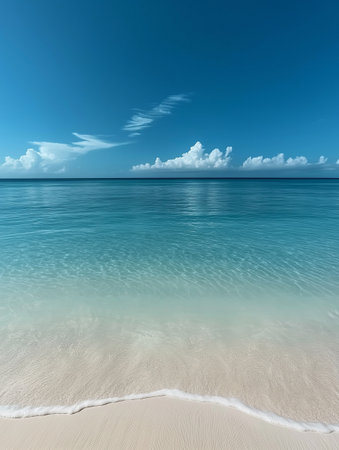 Beautiful sandy beach and turquoise sea in Okinawa, Japanの素材