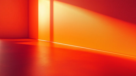 Abstract empty room with orange wall and floor. 3d render illustrationの素材
