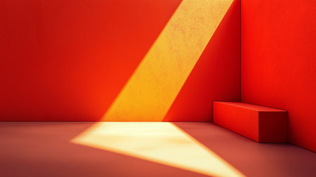 Abstract scene with red and orange walls and floor. 3d renderingの素材