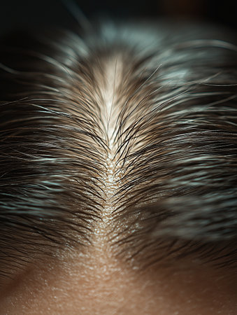 close up of a man's hair. Shallow depth of fieldの素材