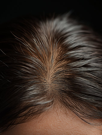 Close up of hair on the head of a young caucasian manの素材
