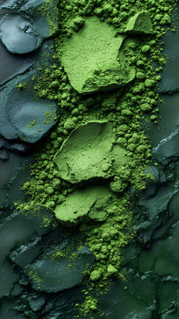 green powder for make-up as background, closeup of photoの素材