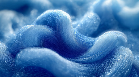 Blue abstract background with waves. 3d rendering, 3d illustration.の素材