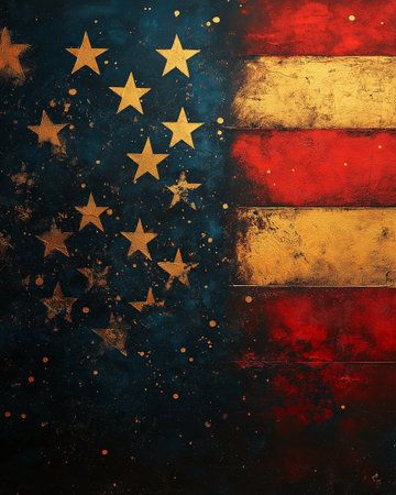 American flag with grunge texture. American flag on grunge backgroundの素材
