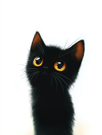 Black cat isolated on white background. Vector illustration. Eps 10.の素材