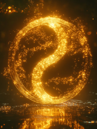 S letter made of glowing particles on dark background. 3D renderingの素材