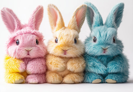 Easter bunnies isolated on white background. Studio shot.の素材