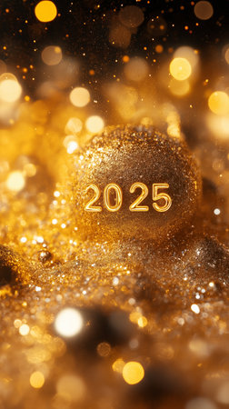 New Year 2015 gold background with bokeh defocused lights.の素材