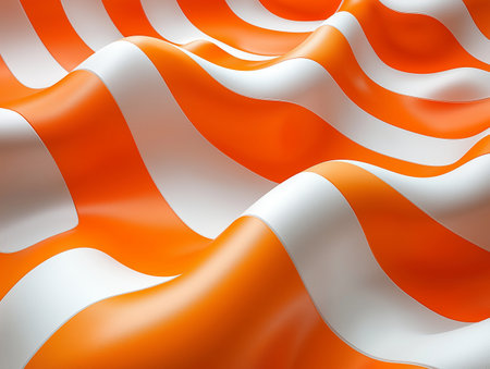 3d rendering of orange and white striped background with some smooth linesの素材