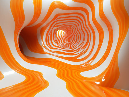 Abstract 3d background with orange and white stripes. 3d renderの素材