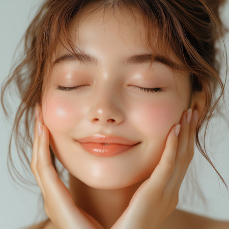Beautiful face of young asian woman with clean fresh skin.の素材