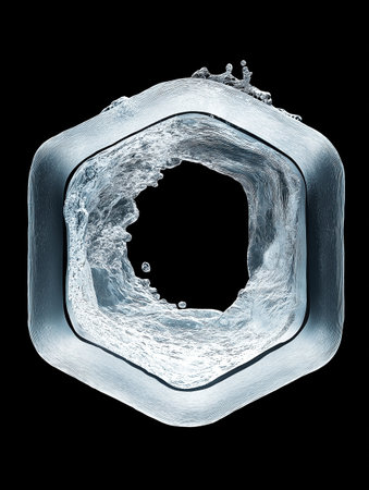 Frozen ice cube on a black background. 3d rendering.の素材