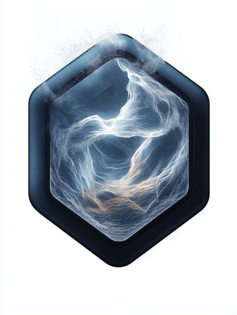 Abstract blue hexagon on white background. Computer generated 3D photo rendering.の素材