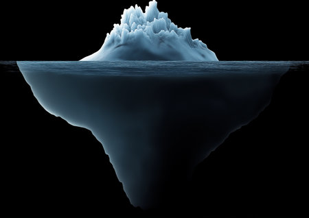 Iceberg on black background. 3D illustration of iceberg.の素材