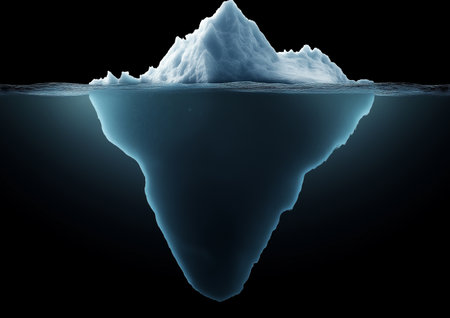 Iceberg on a black background. 3d rendering, 3d illustration.の素材