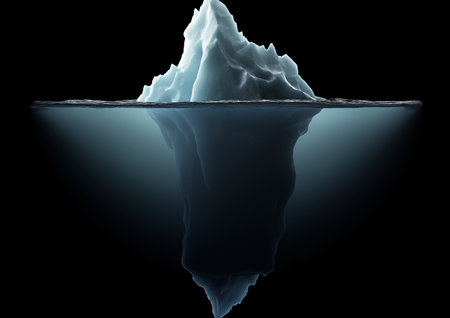 Iceberg on a black background. 3d rendering, 3d illustration.の素材