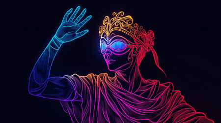 3d rendering of a female statue with a golden crown on her headの素材