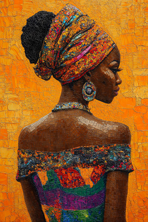 African woman in a colored headscarf. 3D illustration.の素材
