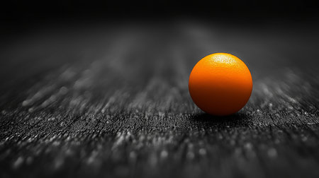 Orange on a black wooden background with copy space. Selective focus.の素材