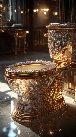 Luxury golden tableware in the interior of a luxury restaurantの素材