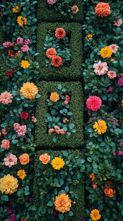 Flower bed in the garden. Flowerbed in the garden.の素材