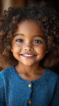 Portrait of a cute little african american girl smiling at cameraの素材