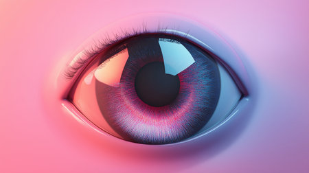 Close up of female eye in pink and blue colors. 3D renderingの素材