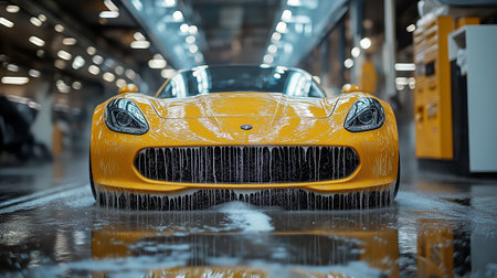 Car wash. Car wash in car wash. Car wash concept.の素材