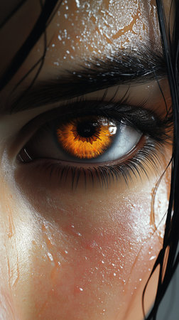 Close-up of a beautiful woman's eye with creative make-upの素材