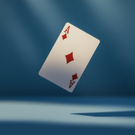 playing cards on a blue background, 3d render, square imageの素材