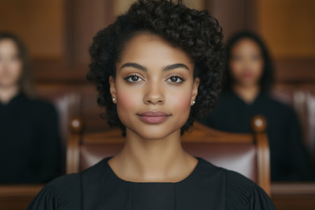 Portrait of a beautiful african american woman in a churchの素材