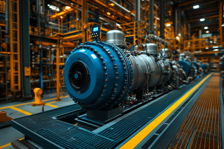 Industrial equipment and machinery in a modern factory. Industrial background.の素材