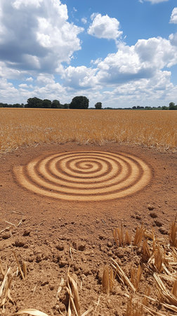 Spiral in the middle of a wheat field in the countrysideの素材