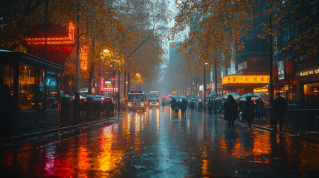 Traffic on a rainy day in Paris, France. Rainy dayの素材